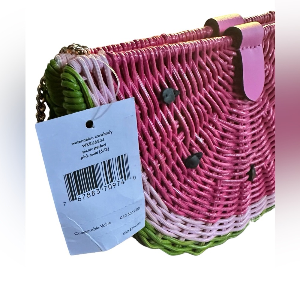 Kate Spade Watermelon Wicker Crossbody Novelty Bag NWT Chain Strap - Picture 13 of 13